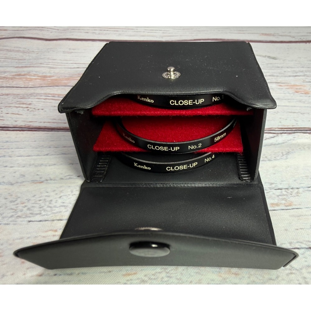 Set of (3) Kenko Close-Up Lens. Set includes No. 1, 2 & 4. 58mm with Case.